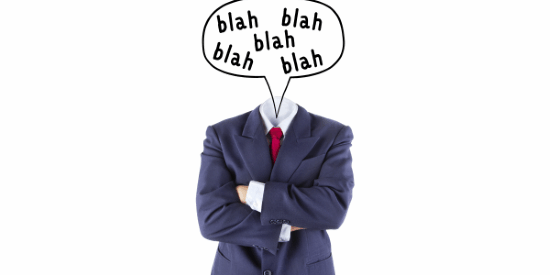 <strong>All talk, no action</strong> Chit-chat does not fare well on Twitter. People who chat on Twitter more are less likely to get retweeted than those who chat less. <a href="https://www.shutterstock.com/ko/image-photo/invisible-businessman-no-head-say-blah-171249995" rel="noopener" target="_blank"><em>Image by happystock</em></a>